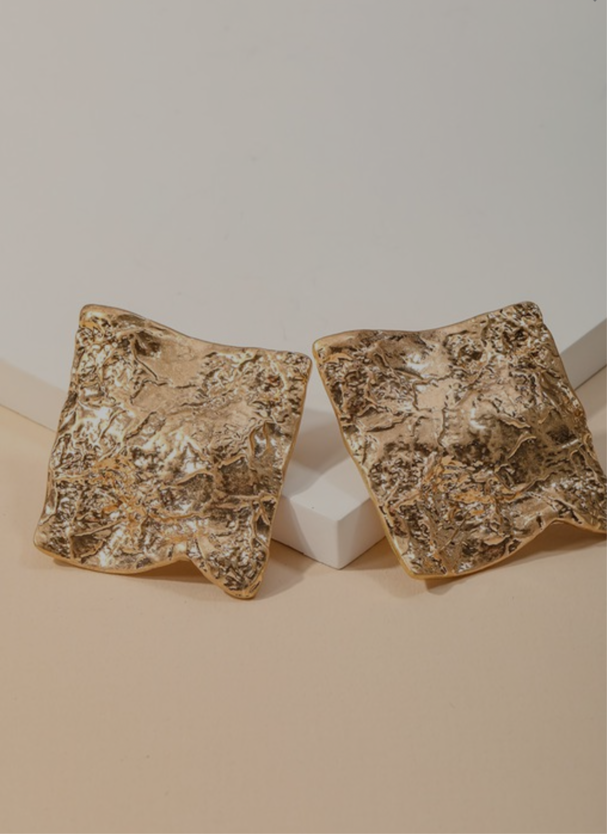 Warped Texture Square Stud Earrings