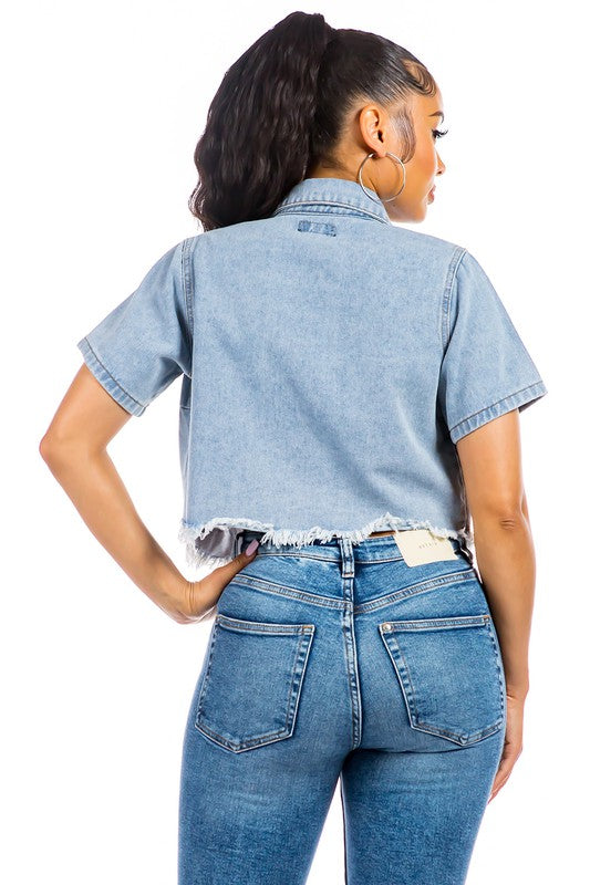 Talia denim crop top