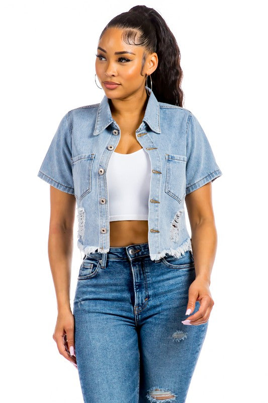 Talia denim crop top