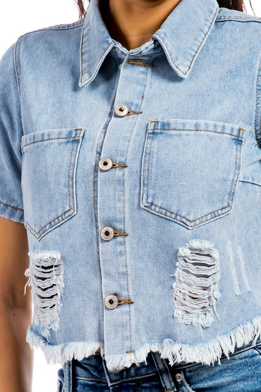 Talia denim crop top