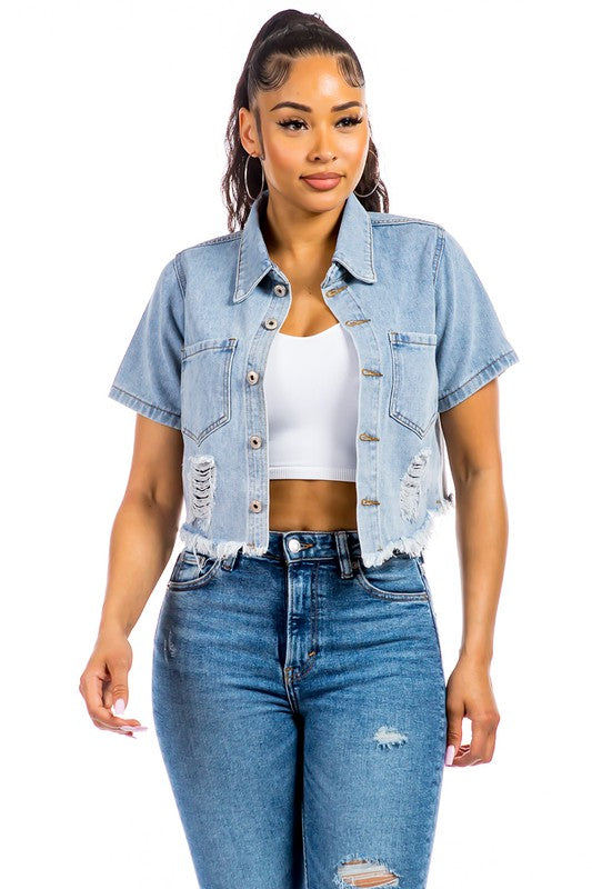 Talia denim crop top
