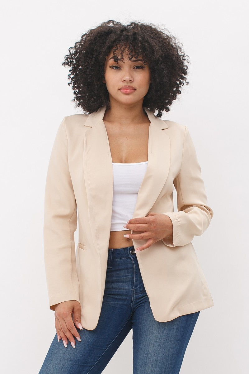 Shelby  Slit Long Sleeve Collared Blazer