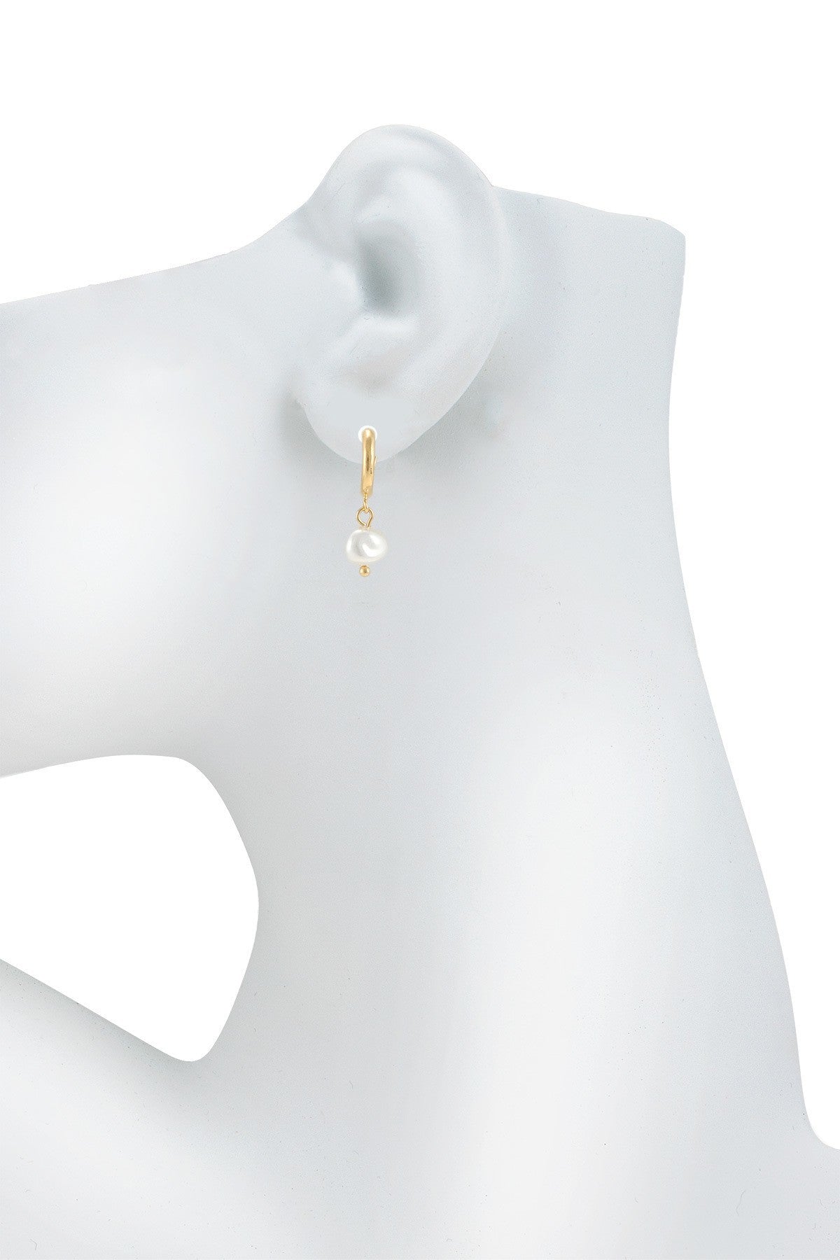 Gold Dipped Freshwater Pearl Huggie Earring