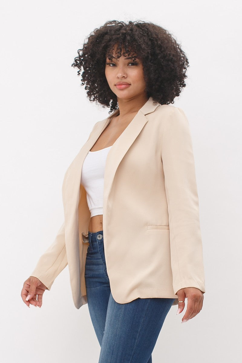Shelby  Slit Long Sleeve Collared Blazer