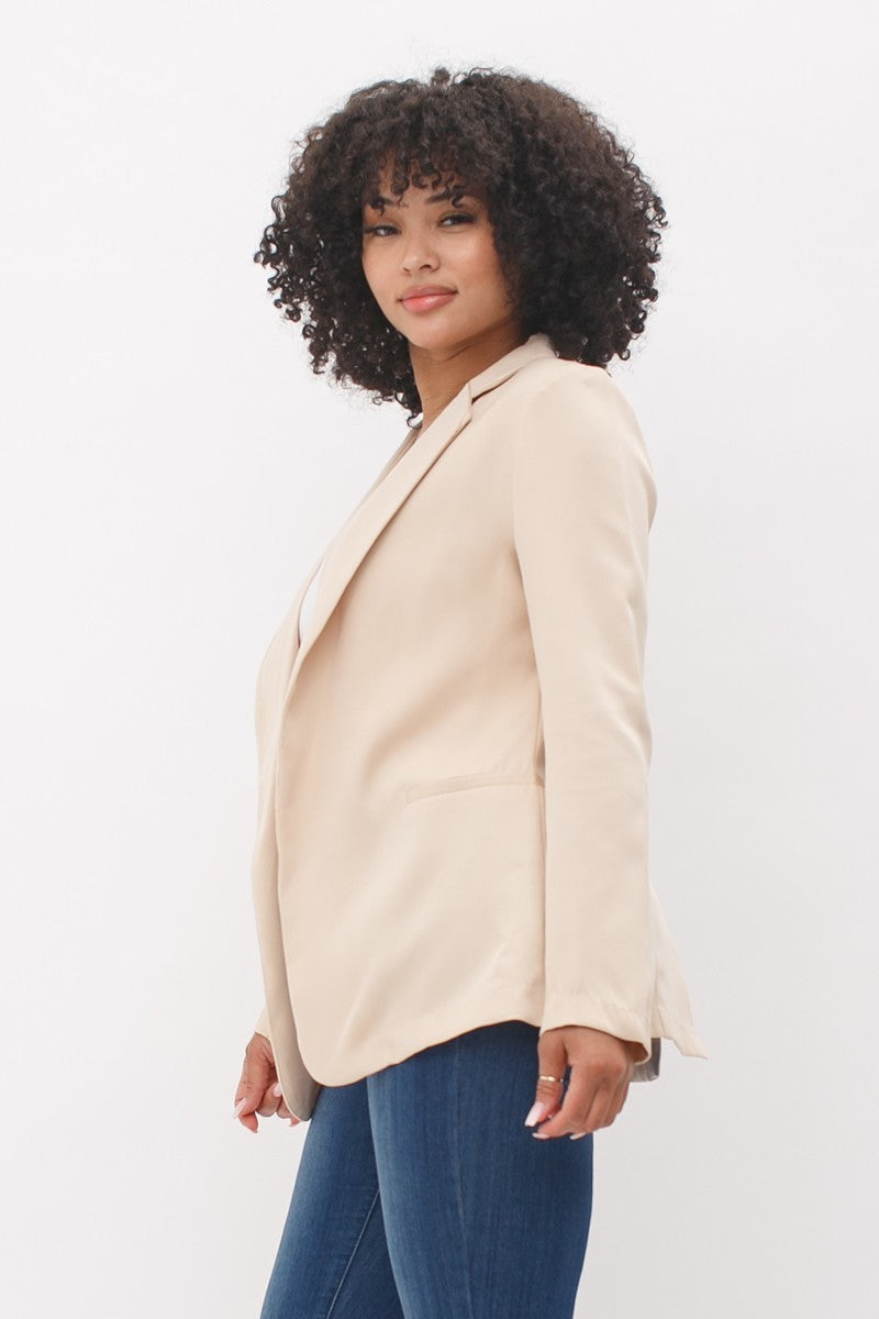 Shelby  Slit Long Sleeve Collared Blazer