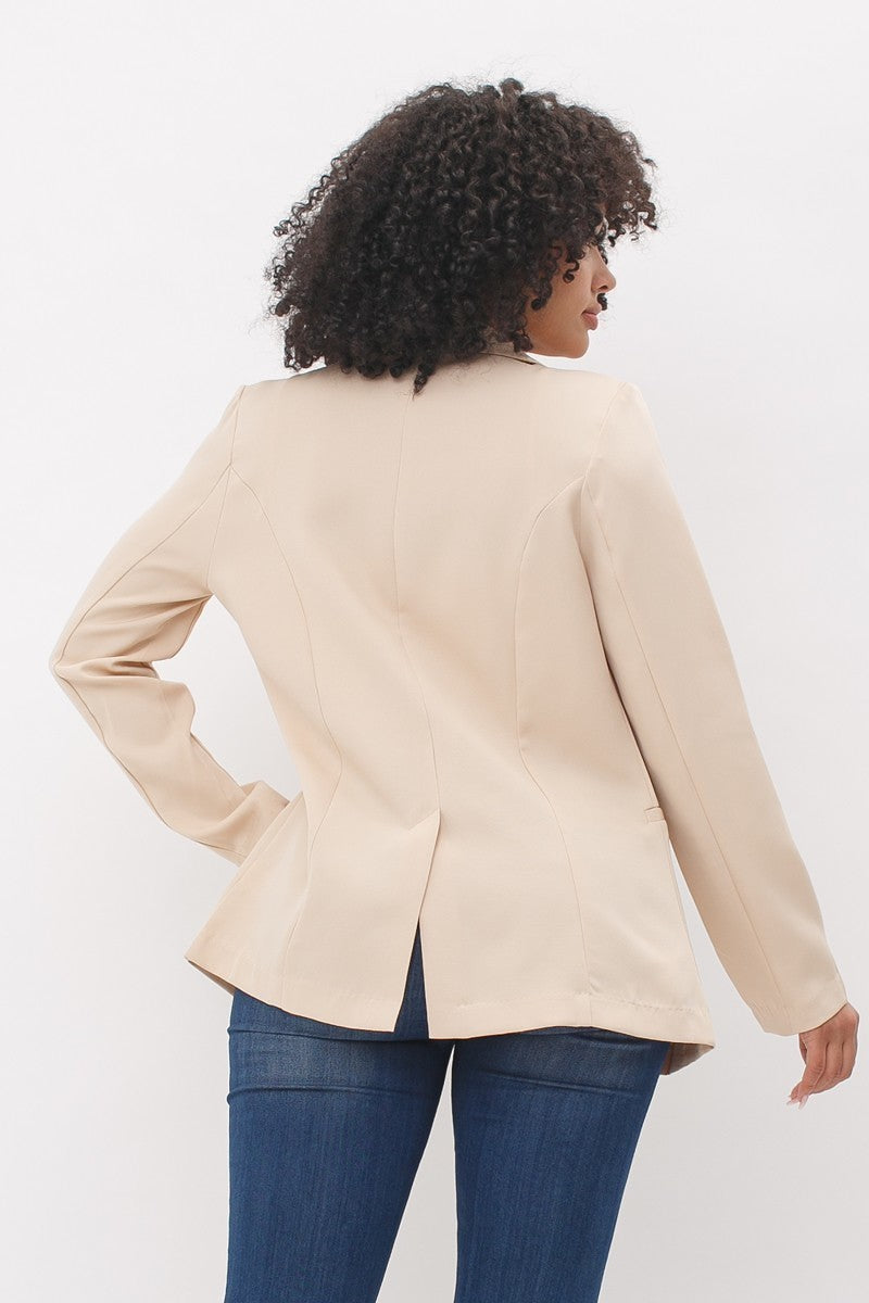 Shelby  Slit Long Sleeve Collared Blazer