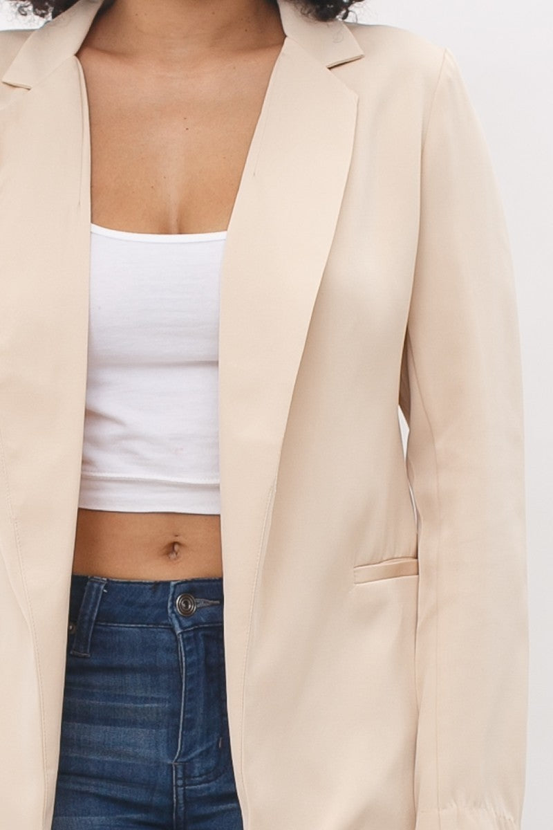 Shelby  Slit Long Sleeve Collared Blazer