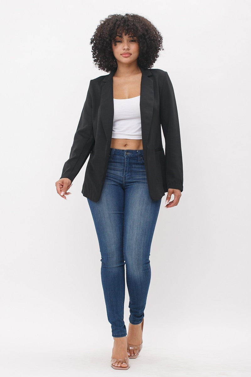 Shelby  Slit Long Sleeve Collared Blazer