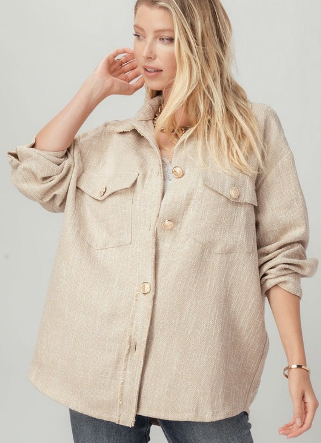 Fall Oversized tweed jacket solid