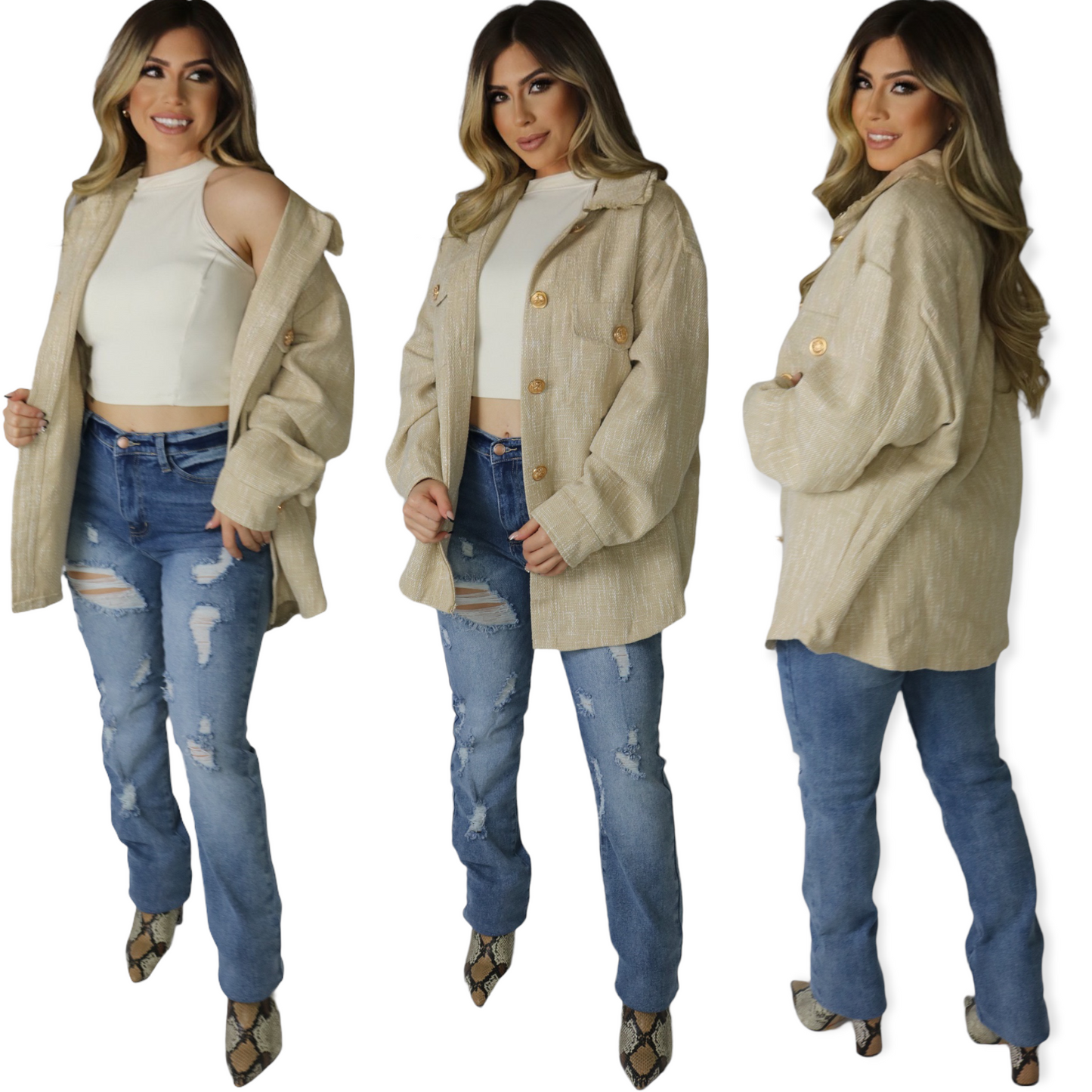 Fall Oversized tweed jacket solid