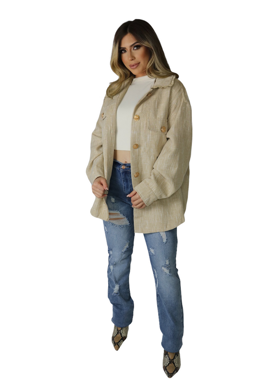 Fall Oversized tweed jacket solid