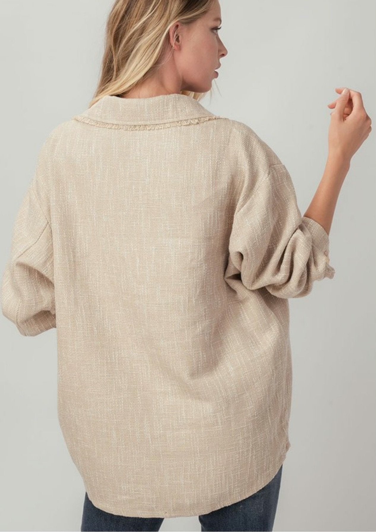 Fall Oversized tweed jacket solid