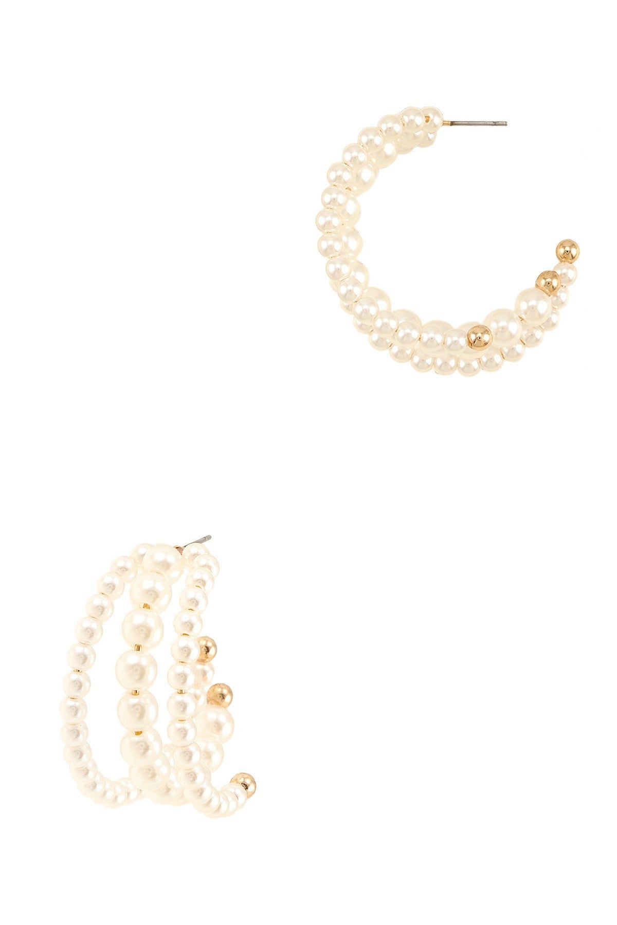 Three PEAR Lines Ball Hoop Earring