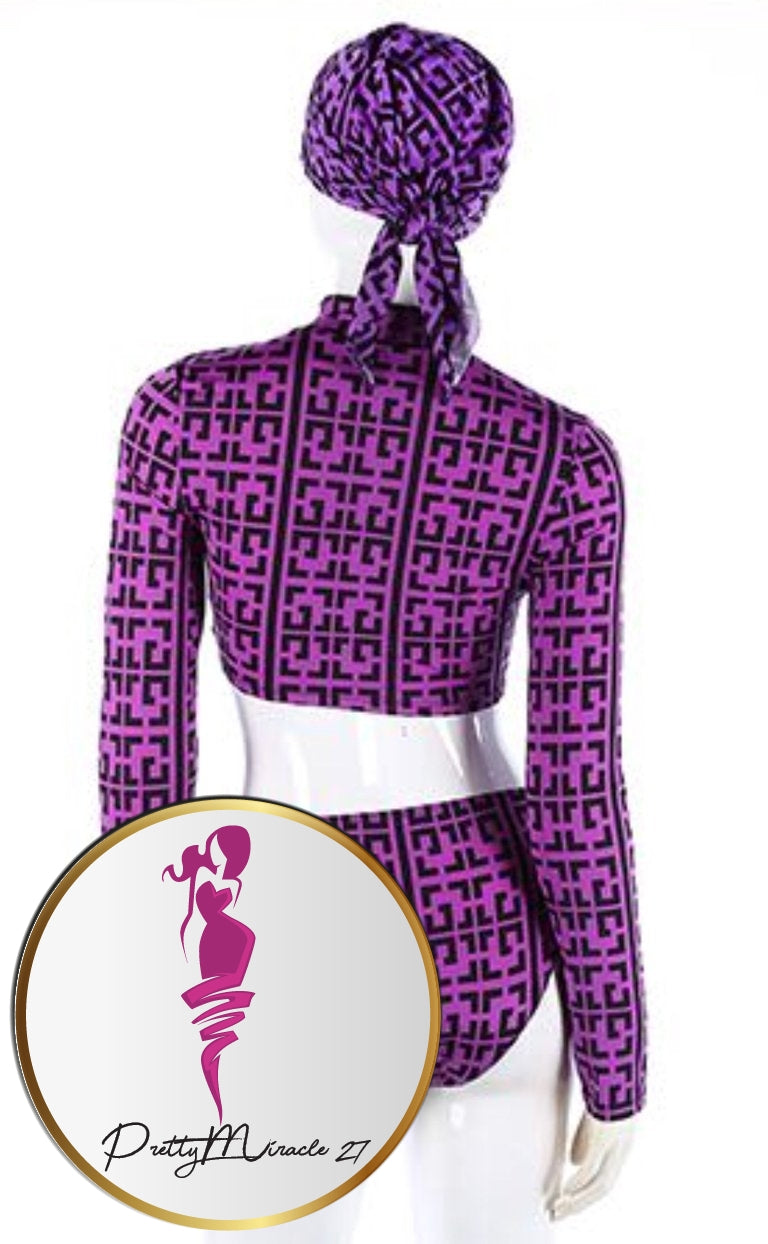 Purple drip 3 set bikini