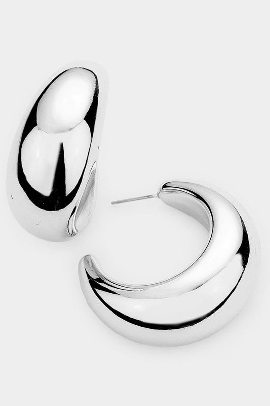 Bold Metal Half Hoop Earrings