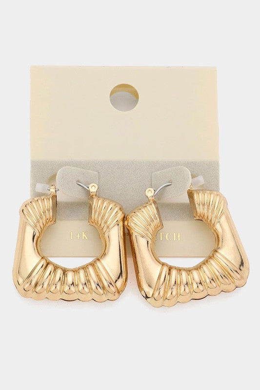 14K Gold Filled Chunky Textured Pin Catch Earrings