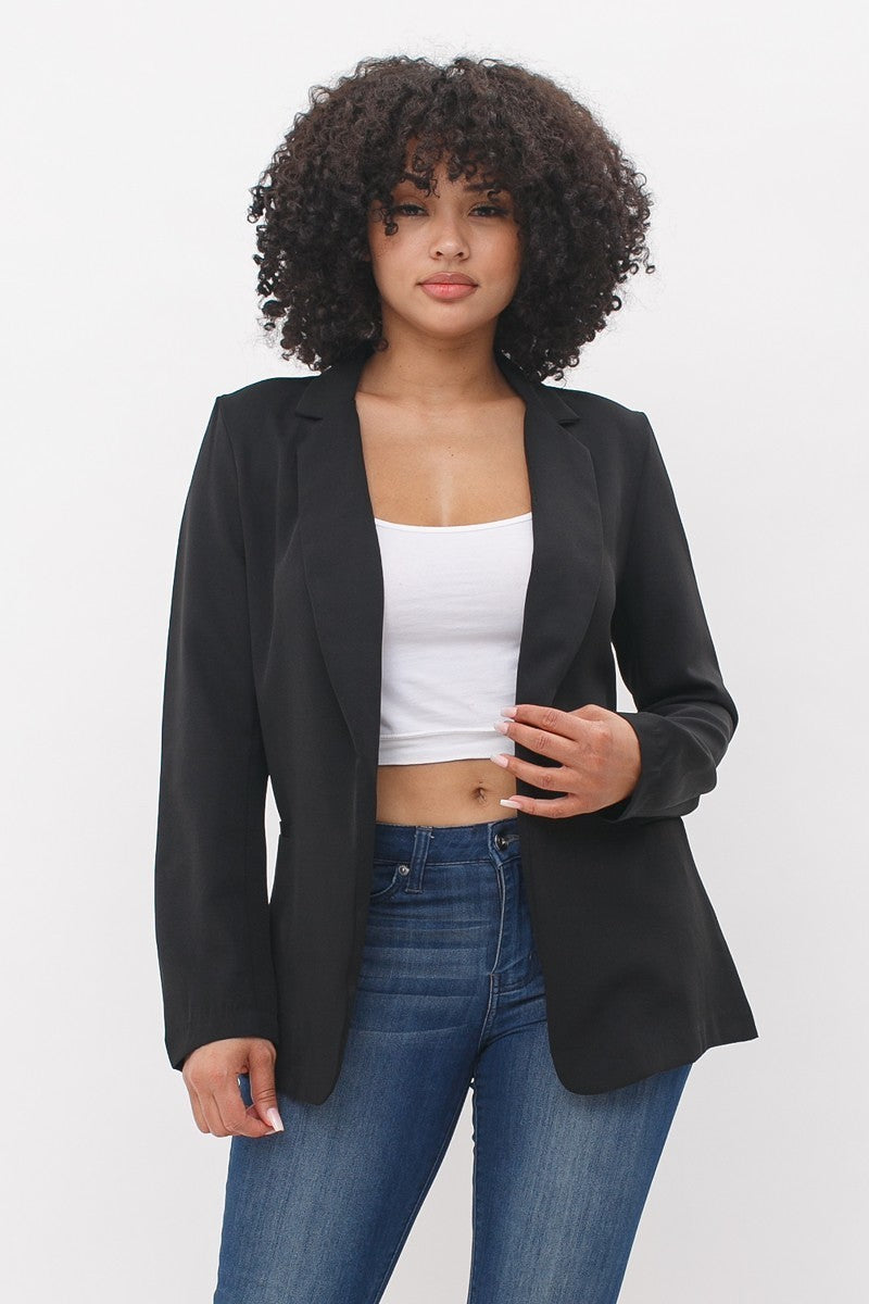 Shelby  Slit Long Sleeve Collared Blazer